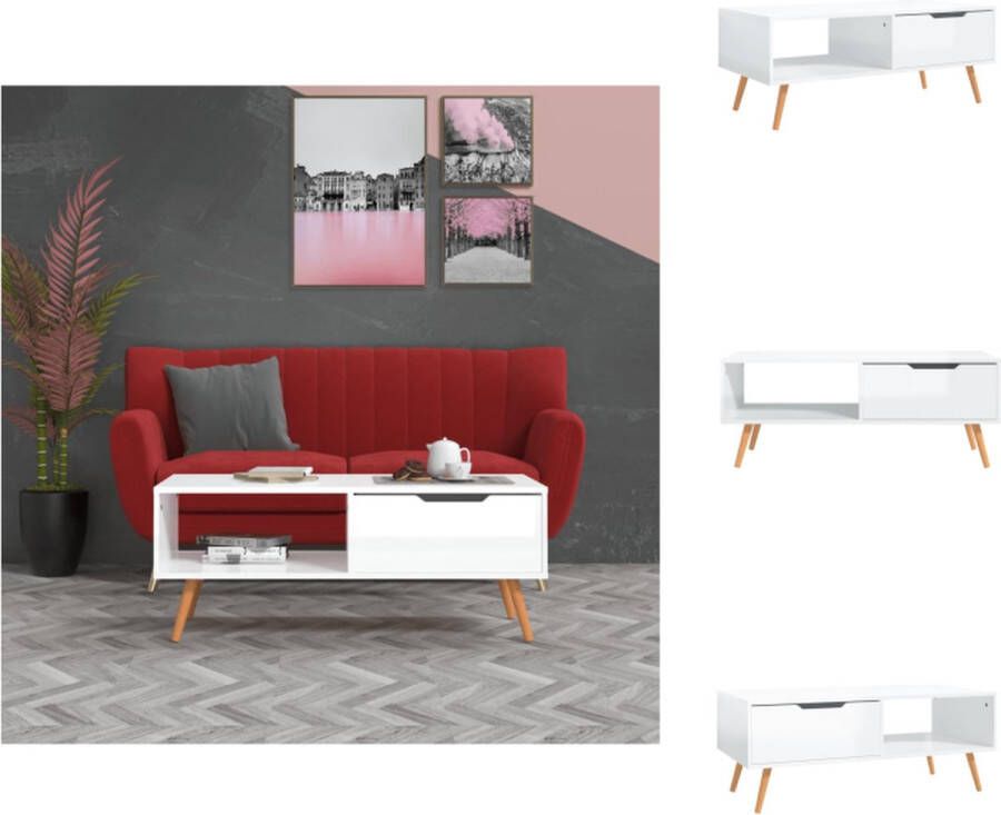 VidaXL Salontafel Salontafels Koffie Tafel Koffie Tafels Salontafel 100x49 5x43 cm bewerkt hout hoogglans wit - Foto 2