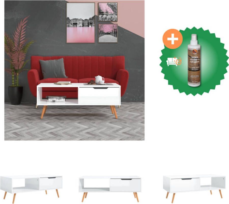 VidaXL Salontafel Woonkamer 100 x 49.5 x 43 cm Hoogglans Wit Tafel Inclusief Houtreiniger en verfrisser