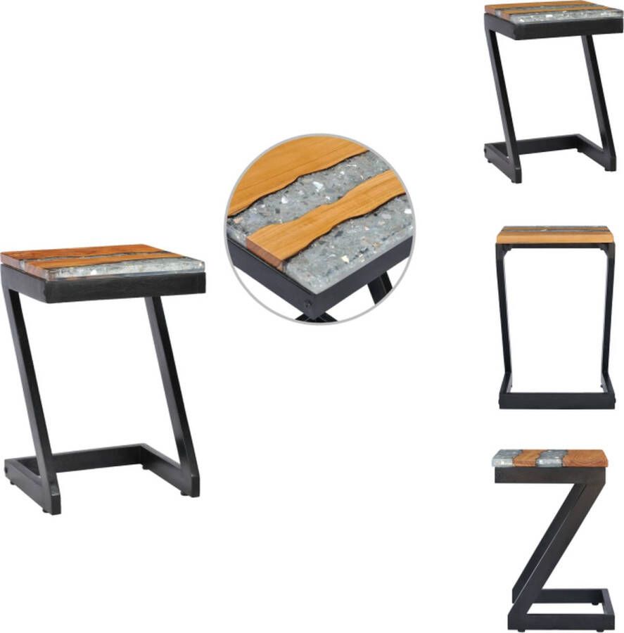 VidaXL Salontafel Salontafels Tafeltje Tafeltjes Salontafel 30x30x50 cm massief teakhout en polyresin - Foto 2