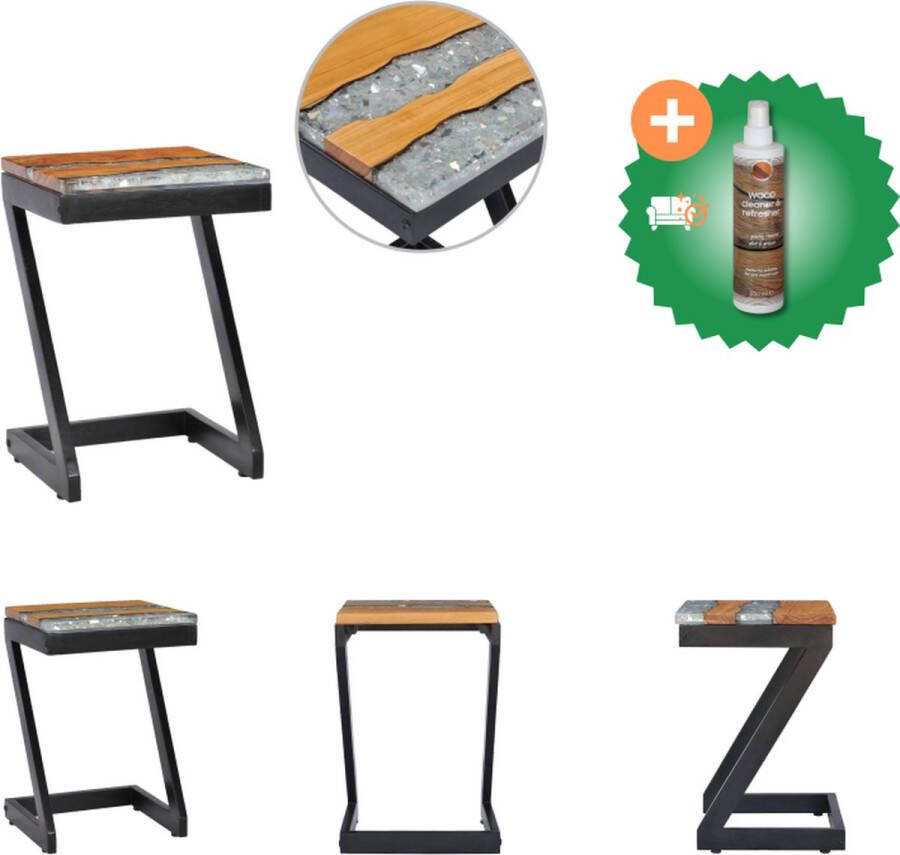 VidaXL Salontafel Z-vormig Pootontwerp 30x30x50 cm Massief Teakhout en Mangohout Meerkleurig Tafel Inclusief Houtreiniger en verfrisser