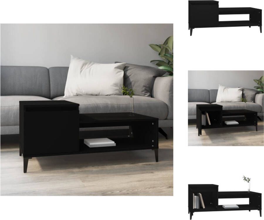 VidaXL Salontafel Zwart 100 x 50 x 45 cm Duurzaam bewerkt hout Voldoende opbergruimte Tafel - Foto 2