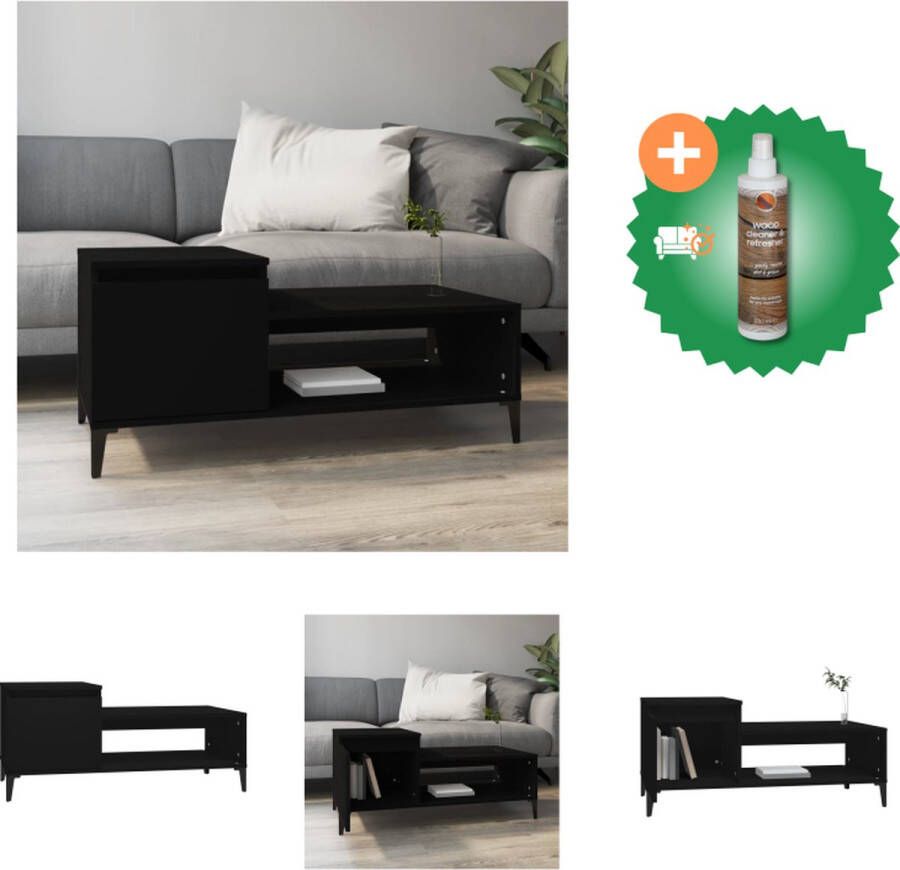 VidaXL Salontafel Zwart 100 x 50 x 45 cm Duurzaam bewerkt hout Voldoende opbergruimte Tafel Inclusief Houtreiniger en verfrisser - Foto 2