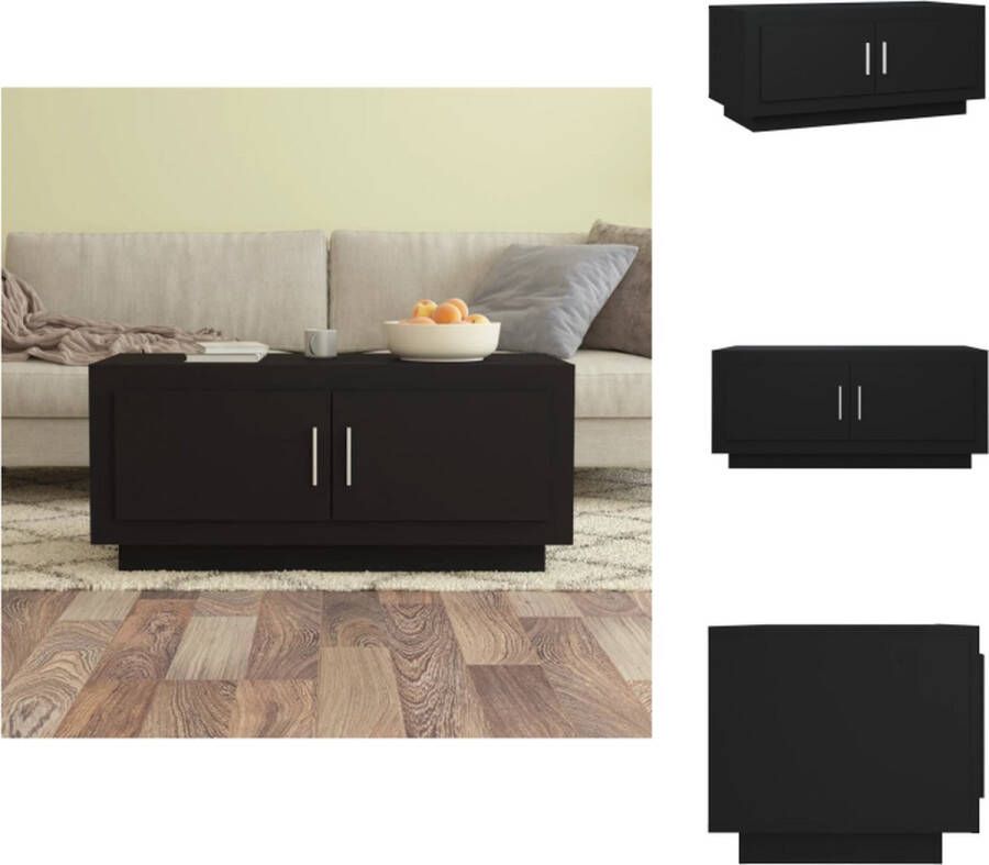 VidaXL Salontafel Salontafels Bijzettafel Tafel Salontafel 102x50x45 cm bewerkt hout zwart - Foto 2