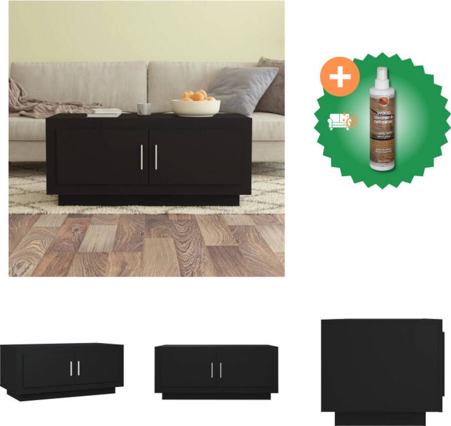 VidaXL Salontafel Zwart 102 x 50 x 45 cm Stevig frame Voldoende opbergruimte Tafel Inclusief Houtreiniger en verfrisser