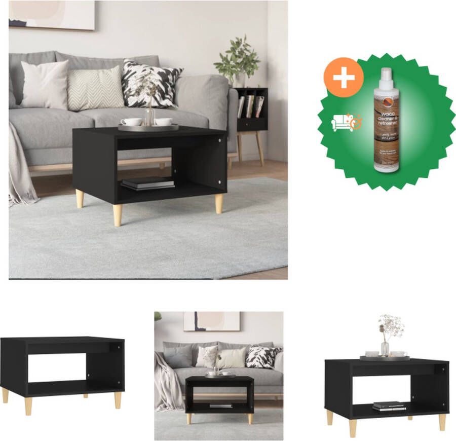 VidaXL Salontafel 60x50x40 cm bewerkt hout zwart Tafel Inclusief Houtreiniger en verfrisser - Foto 2