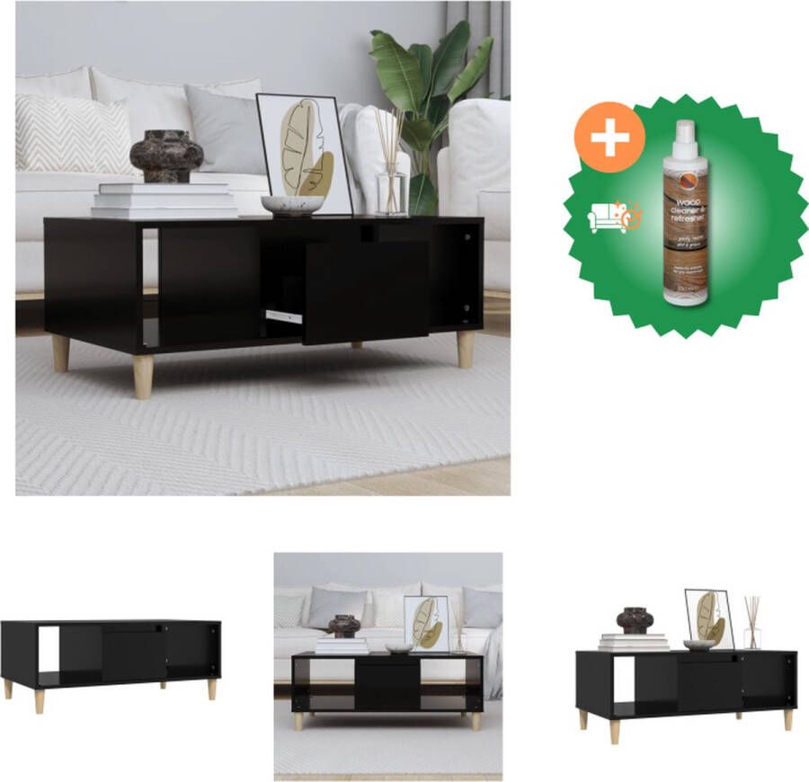 VidaXL Salontafel Zwart 90 x 50 x 36.5 cm Duurzaam bewerkt hout Voldoende opbergruimte Tafel Inclusief Houtreiniger en verfrisser