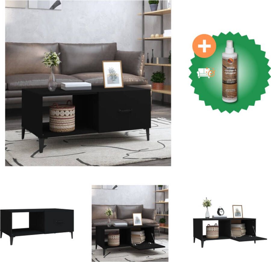 VidaXL Salontafel Zwart 90 x 50 x 40 cm Hoge Kwaliteit Stevig Materiaal Tafel Inclusief Houtreiniger en verfrisser
