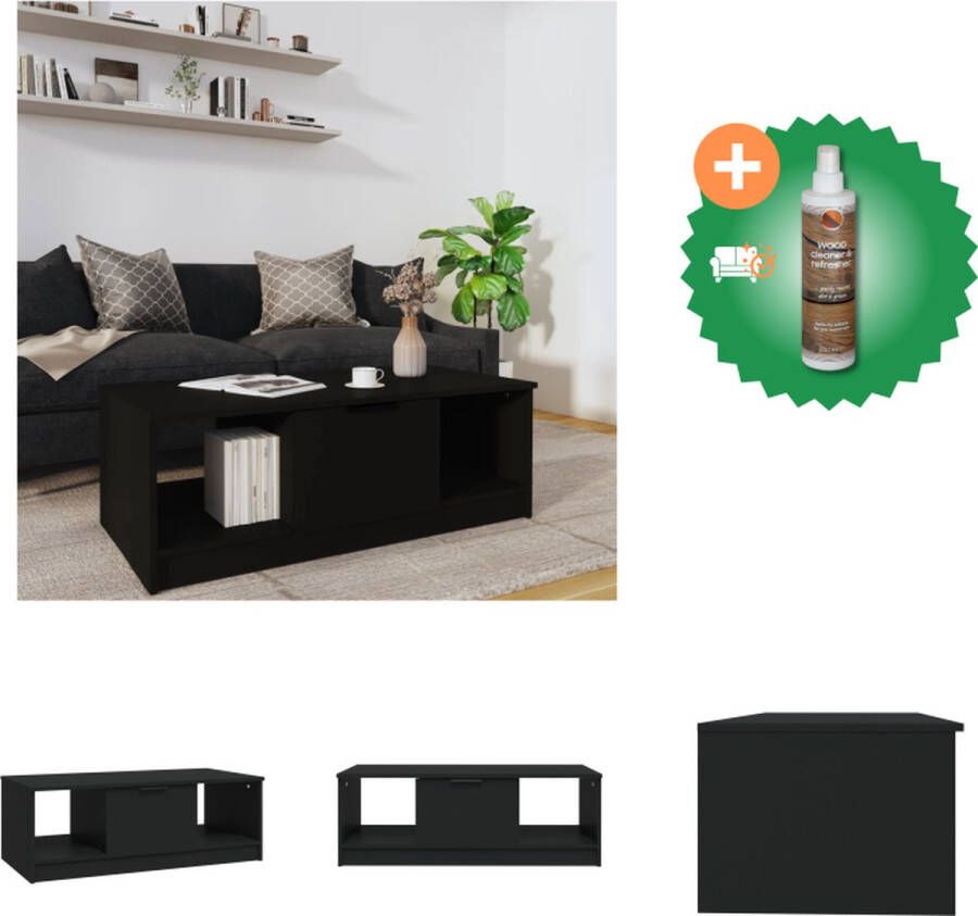 VidaXL Salontafel zwart bewerkt hout 102 x 50 x 36 cm Extra opbergruimte Tafel Inclusief Houtreiniger en verfrisser