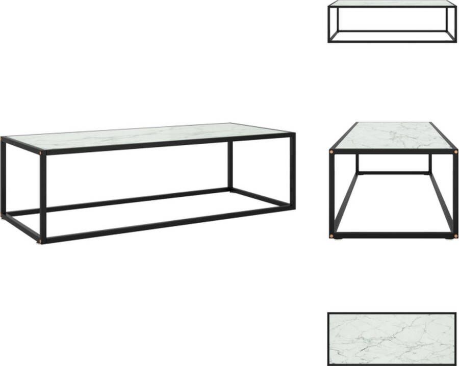 vidaXL Salontafel Zwart en wit 120 x 50 x 35 cm Gehard glas en gepoedercoat staal Tafel