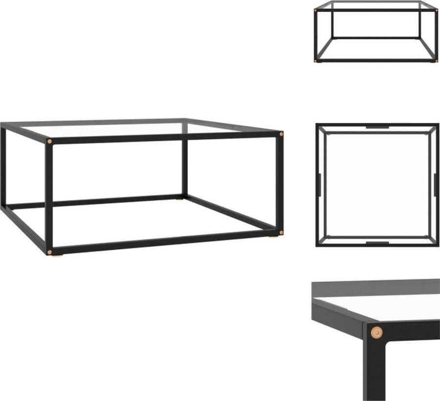 VidaXL Salontafel Salontafels Koffietafel Koffietafels Salontafel met gehard glas 80x80x35 cm zwart