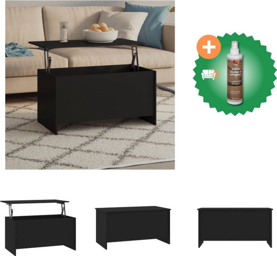 VidaXL Salontafel Zwart Lift-Top Opbergoplossing Eenvoudig te reinigen Veelzijdige tafel Afmetingen- 102x55.5x52.5cm Tafel Inclusief Houtreiniger en verfrisser