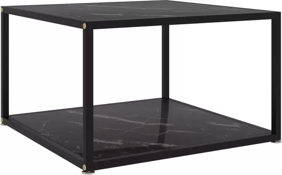 vidaXL Salontafel zwart marmer 60x60x35 cm gehard glas