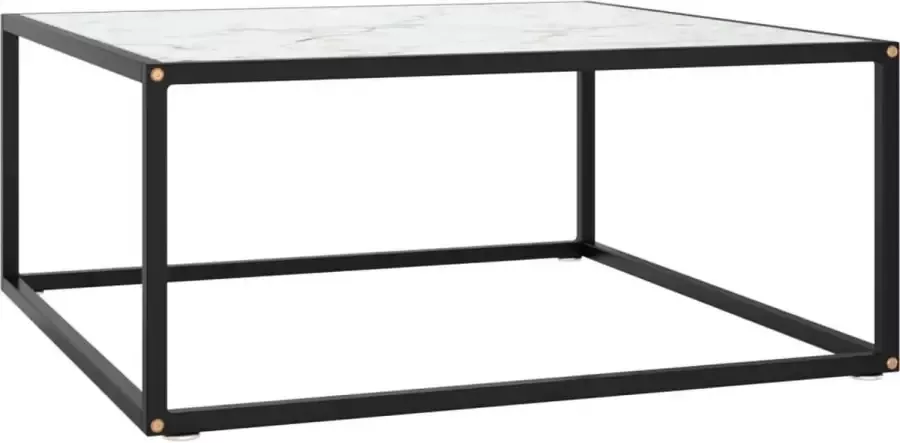 VidaXL Salontafel zwart met wit marmer glas 80x80x35 cm