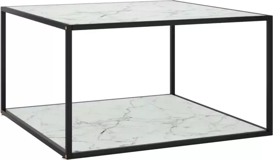 VidaXL Salontafel zwart met wit marmer glas 90x90x50 cm