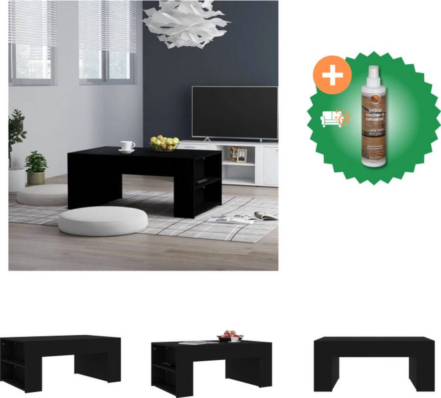 VidaXL Salontafel Zwart Spaanplaat 100 x 60 x 42 cm Tafel Inclusief Houtreiniger en verfrisser