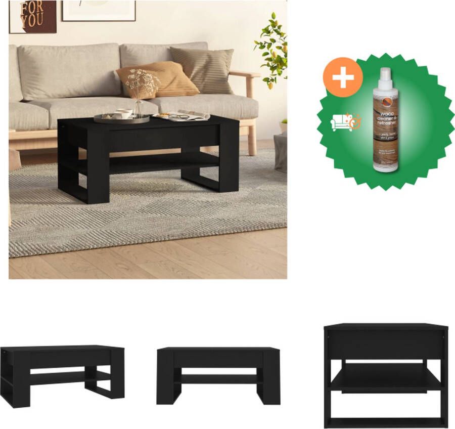 VidaXL Salontafel zwarte bewerkt hout 102 x 55 x 45 cm met opbergschap Tafel Inclusief Houtreiniger en verfrisser