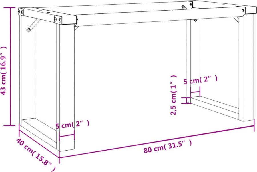 VidaXL -Salontafelpoten-O-frame-80x40x43-cm-gietijzer - Foto 4