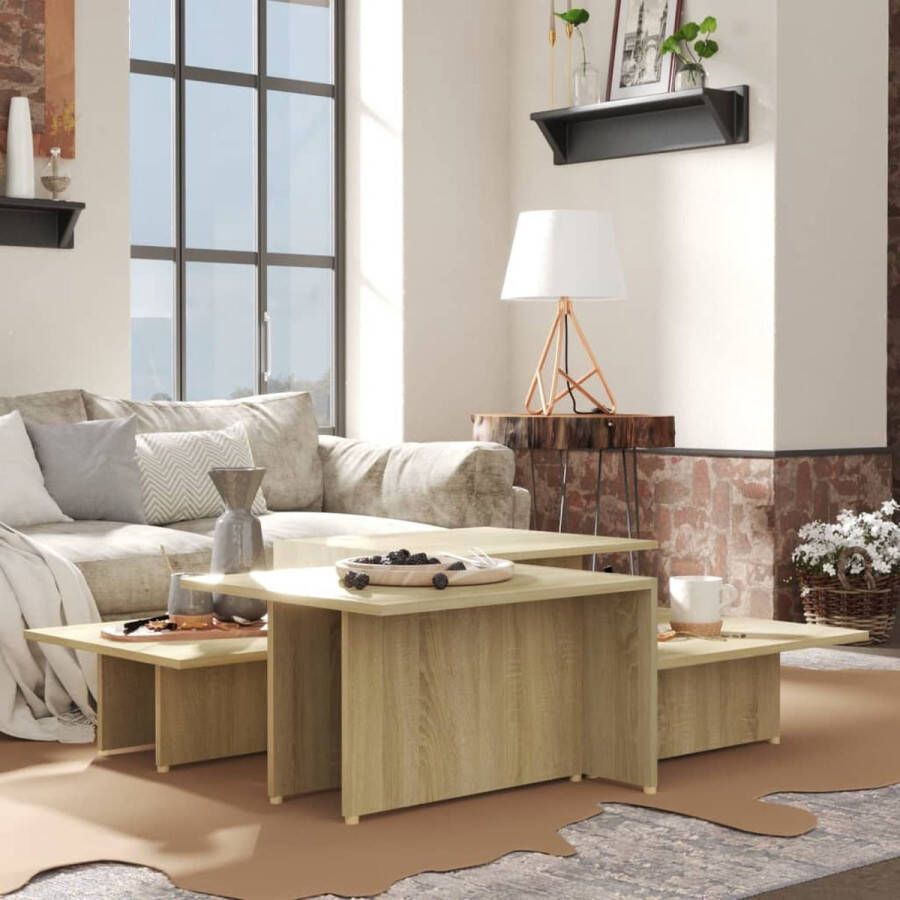 VidaXL -Salontafels-2-st-111 5x50x33-cm-bewerkt-hout-sonoma-eikenkleur - Foto 1