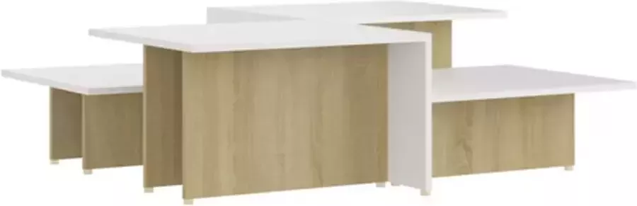 VidaXL Salontafels 2 st 111.5x50x33 cm bewerkt hout sonoma eiken wit - Foto 2