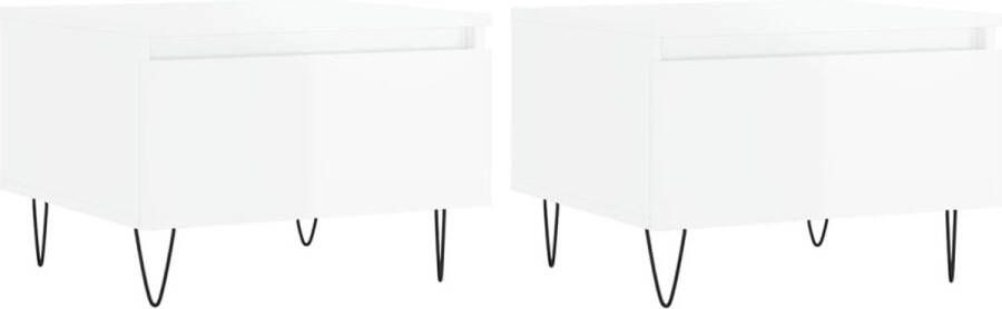 VidaXL Salontafels Hoogglans Wit Set van 2 Salontafel Bijzettafels Koffietafel Houten Tafel Witte Tafel Moderne Tafel Salon Meubilair