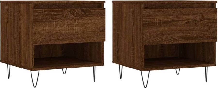 VidaXL Salontafels Set van 2 Bruin Eiken 50x46x50cm Salontafel Bijzettafel Houten Tafel Hout Meubel Modern Design Living Room Furniture Tv Stand Side Table Storage Solution