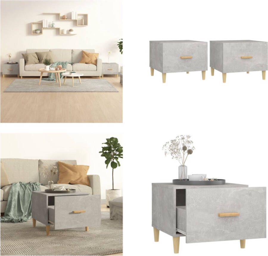 VidaXL Salontafels 2 st 50x50x40 cm bewerkt hout betongrijs Salontafel Salontafels Tafel Bijzettafel