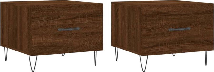 VidaXL Salontafels Set van 2 Bruin eiken 50x50x40 cm Salontafel Bijzettafel Houten Salontafel Salontafeltje Eiken Meubilair Bruine Salontafel