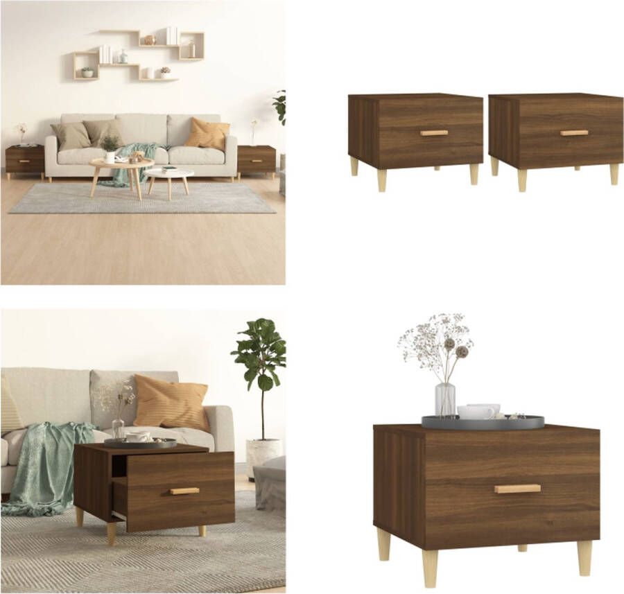 VidaXL Salontafels 2 st 50x50x40 cm bewerkt hout bruineikenkleurig Salontafel Salontafels Tafel Bijzettafel