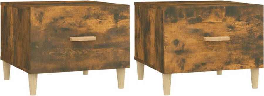 VidaXL Salontafels Set van 2 Gerookt Eiken 50x50x40 cm Salontafel Bijzettafel Houten Salontafel Salontafeltje Koffietafel Design Salontafel Moderne Salontafel Set Salontafels Bruine Salontafel Gerookte Eiken - Foto 4