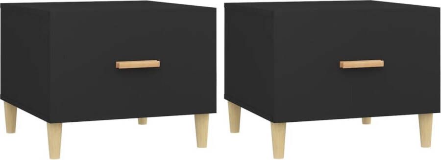 VidaXL Salontafels Set van 2 Zwart 50x50x40 cm Salontafel Bijzettafel Tafel Houten Tafel Zwarte Tafel Salontafeltje