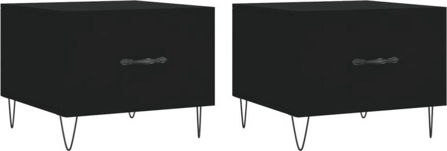 VidaXL Salontafels Set van 2 Bewerkt Hout Zwart Salontafel Bijzettafel Koffietafel Houten Tafel Zwarte Tafel Design Tafel Modern Meubilair Woonaccessoires