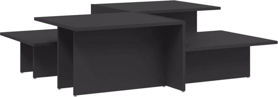 VidaXL Salontafels Set van 2 Bewerkte Hout Grijs Salontafel Houten Salontafel Grijze Salontafel Salontafeltje Bijzettafel