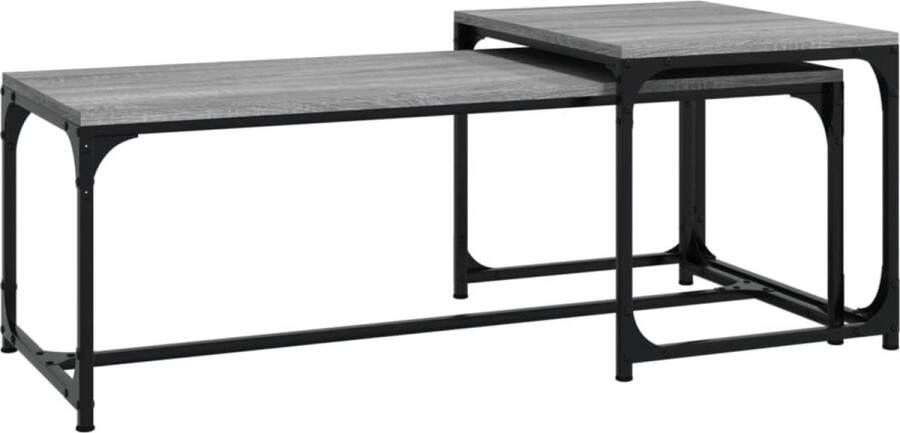 VidaXL -Salontafels-2-st-bewerkt-hout-grijs-sonoma-eikenkleurig - Foto 2