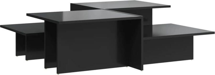 The Living Store Salontafels Bewerkt Hout 111.5 x 50 x 33 cm Hoogglans Zwart Salontafel Houten Salontafel Zwarte Salontafel Moderne Salontafel Design Salontafel