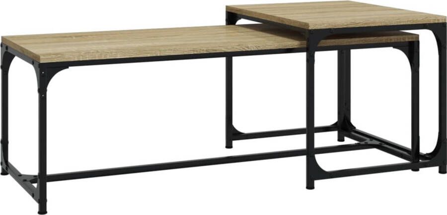 VidaXL -Salontafels-2-st-bewerkt-hout-sonoma-eikenkleurig - Foto 2