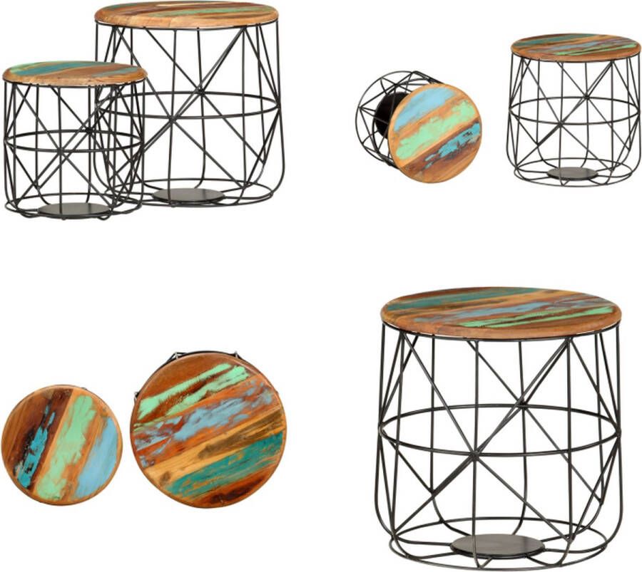 VidaXL Salontafels 2 st massief gerecycled hout Salontafel Salontafels Tafel Tafels