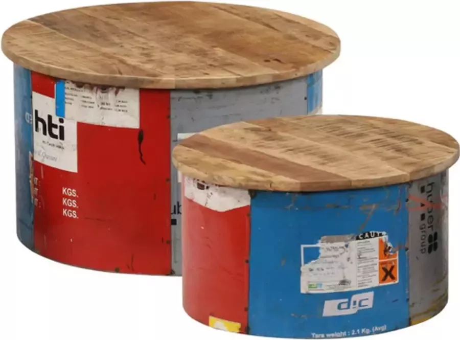 VidaXL Salontafels 2 st massief mangohout - Foto 2