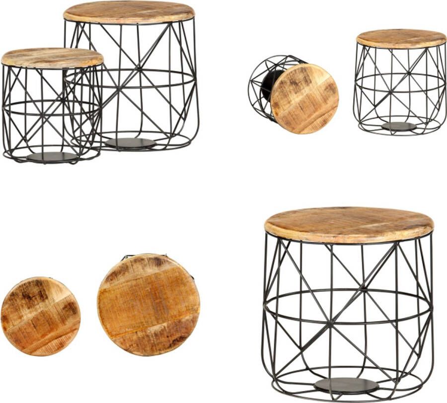 VidaXL Salontafels 2 st massief mangohout Salontafel Salontafels Tafel Tafels