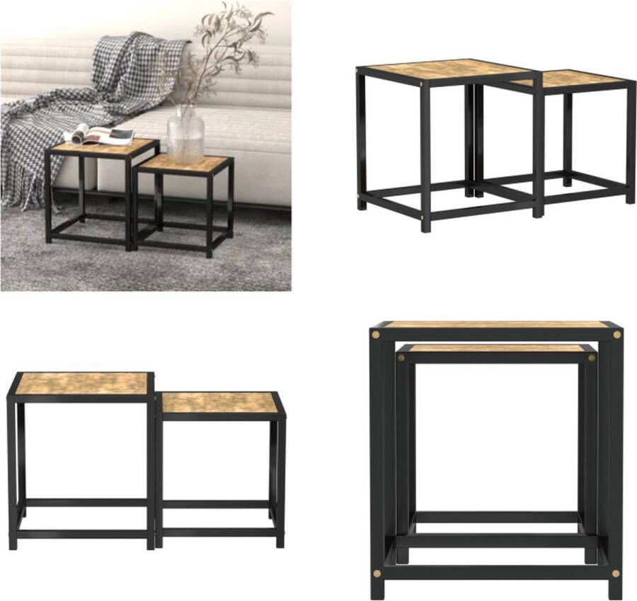 VidaXL Salontafels 2 st MDF zwart en geel Theetafel Theetafels Bijzettafel Salontafel