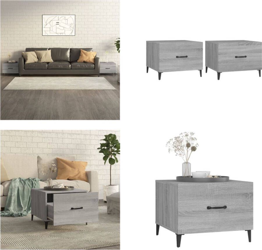 VidaXL Salontafels 2 st met metalen poten 50x50x40 cm grijs sonoma Salontafel Salontafels Tafel Bijzettafel