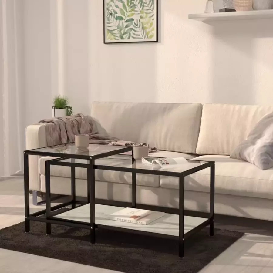 VidaXL Salontafels 2 stuks gehard glas wit