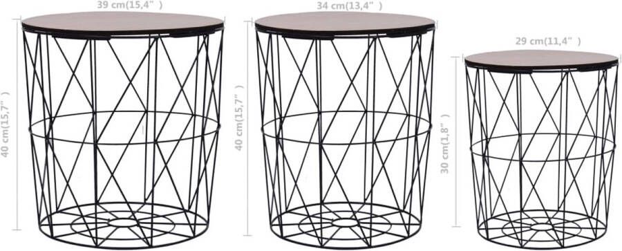 VIDAXL Salontafels 3 st zwart - Foto 1