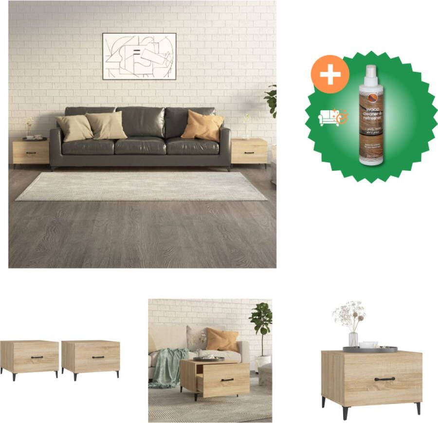 VidaXL Salontafel 2 st met metalen poten 50x50x40 cm sonoma eikenkleur Tafel Inclusief Houtreiniger en verfrisser
