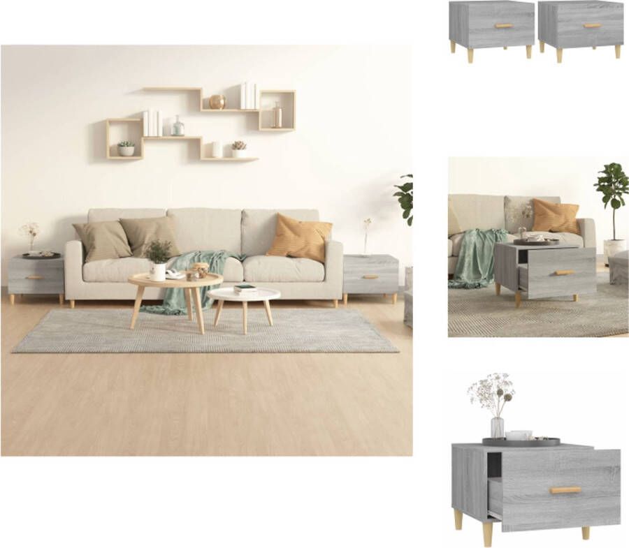 VidaXL Salontafel Salontafels Tafel Bijzettafel Salontafels 2 st 50x50x40 cm bewerkt hout grijs sonoma eiken