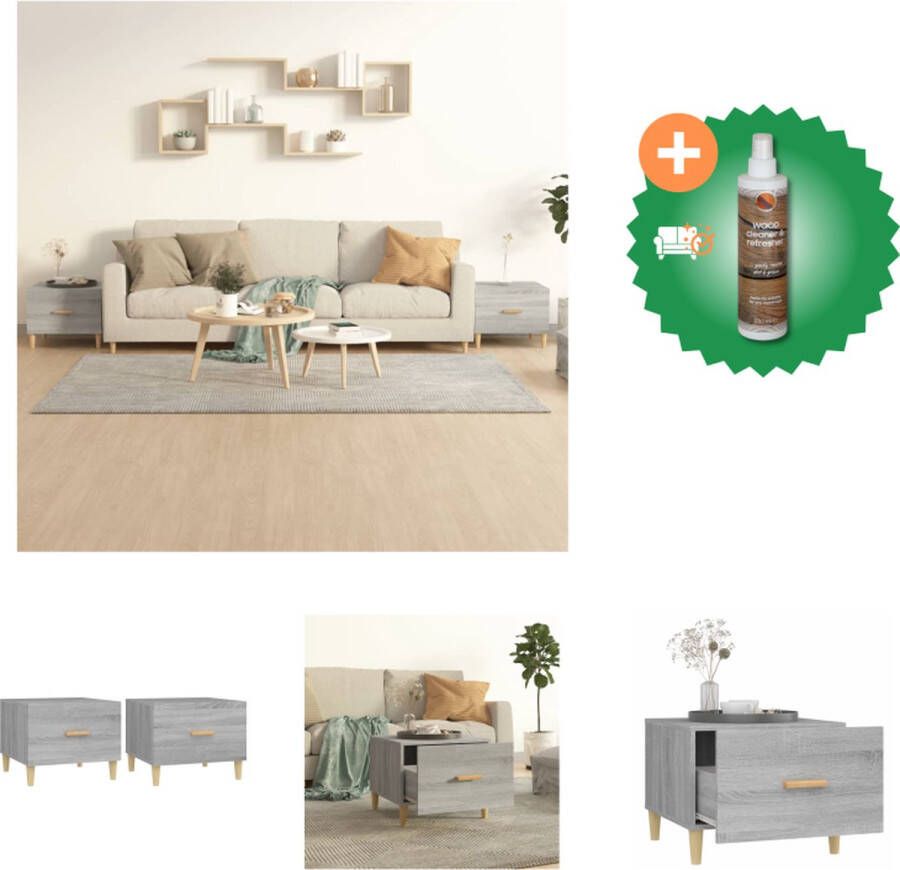 VidaXL Salontafels bijzettafels Grijs Sonoma Eiken 50x50x40 cm Stevig hout Voldoende opbergruimte Tafel Inclusief Houtreiniger en verfrisser