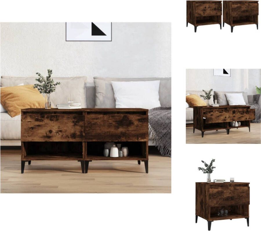 VidaXL Bijzettafel Bijzettafels Salontafel Salontafels Bijzettafels 2 st 50x46x50 cm bewerkt hout gerookt eikenkleurig