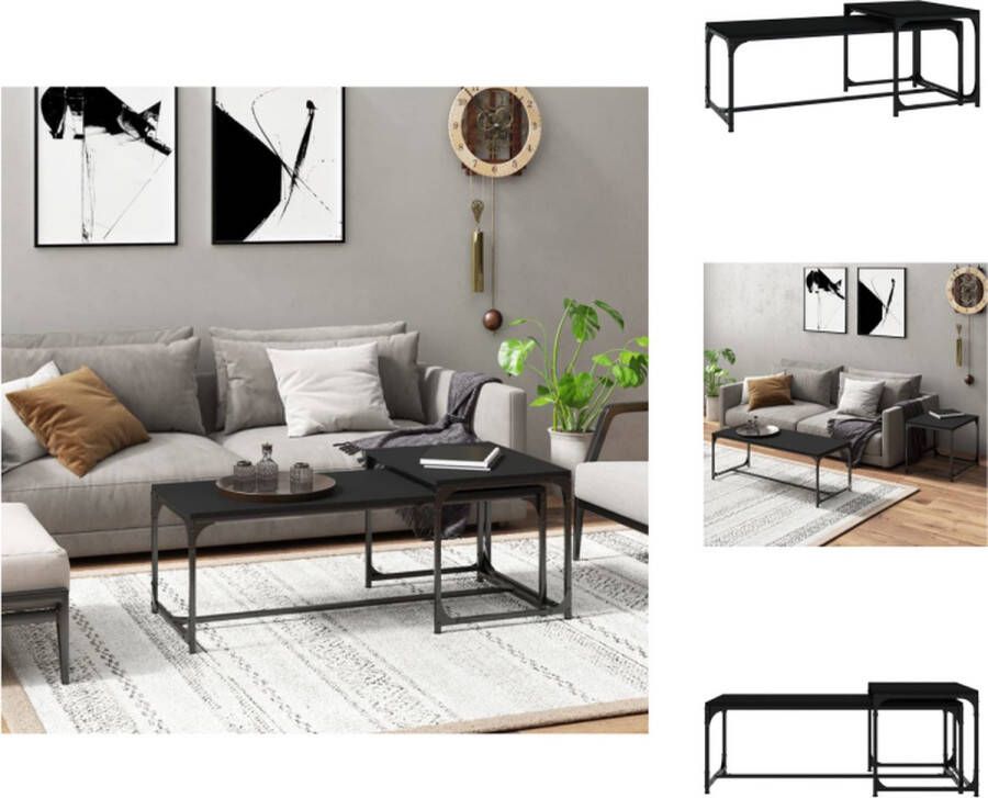 VidaXL Salontafels Industriële Stijl Verschillende Maten Zwart Hout en Staal Tafel - Foto 2