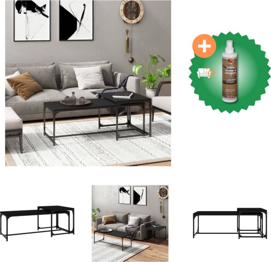 VidaXL Salontafels Industriële Stijl Verschillende Maten Zwart Hout en Staal Tafel Inclusief Houtreiniger en verfrisser