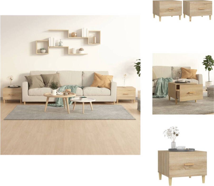 VidaXL Salontafel Salontafels Tafel Bijzettafel Salontafels 2 st 50x50x40 cm bewerkt hout sonoma eikenkleurig