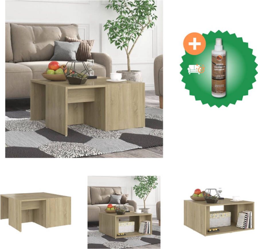 VidaXL Salontafels Sonoma Eiken Spaanplaat 66 x 66 x 33 cm Set van 4 Tafel Inclusief Houtreiniger en verfrisser